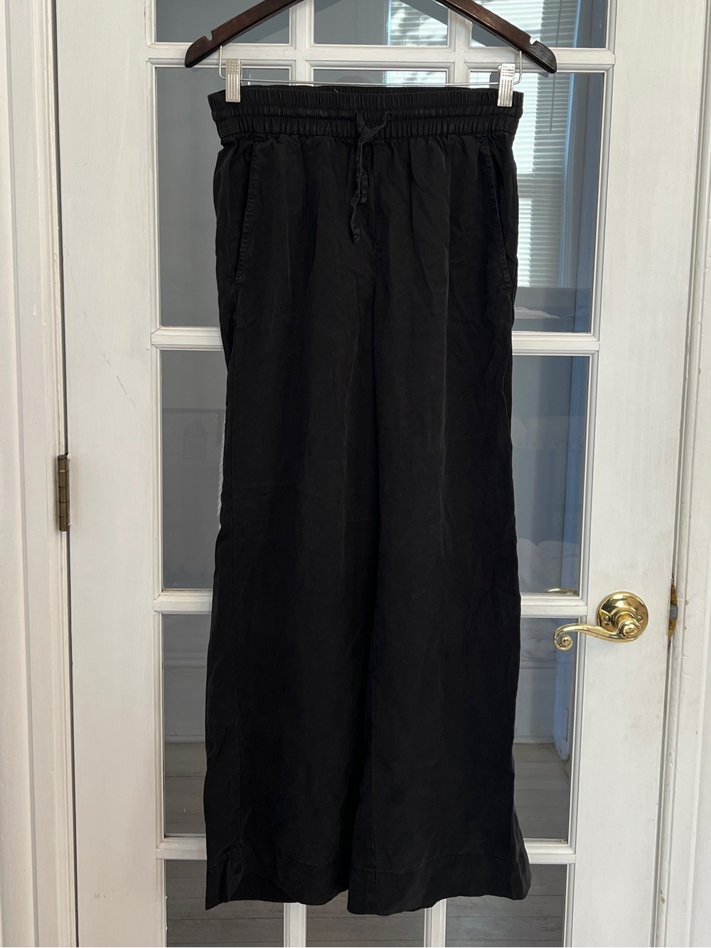 EVERLANE Women’s Wide-Leg Pant in Butterlite Black Tencel Drawstring XS